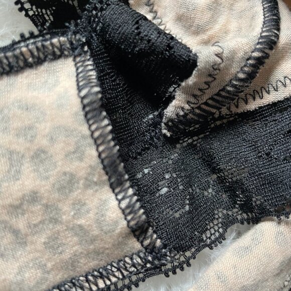 NWOT PINK Victoria's Secret X-Low Rise Cheekster Animal Print Black Lace Trim L - Picture 5 of 8